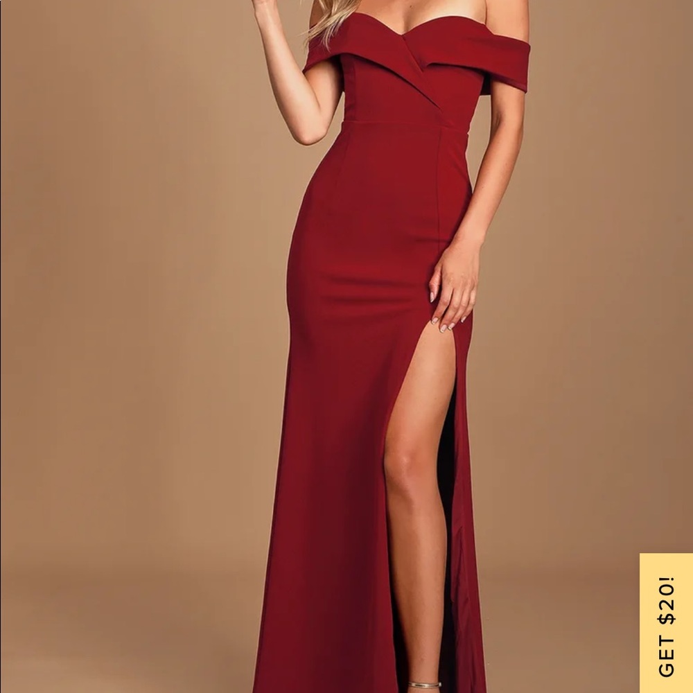Formal, off shoulder red dress